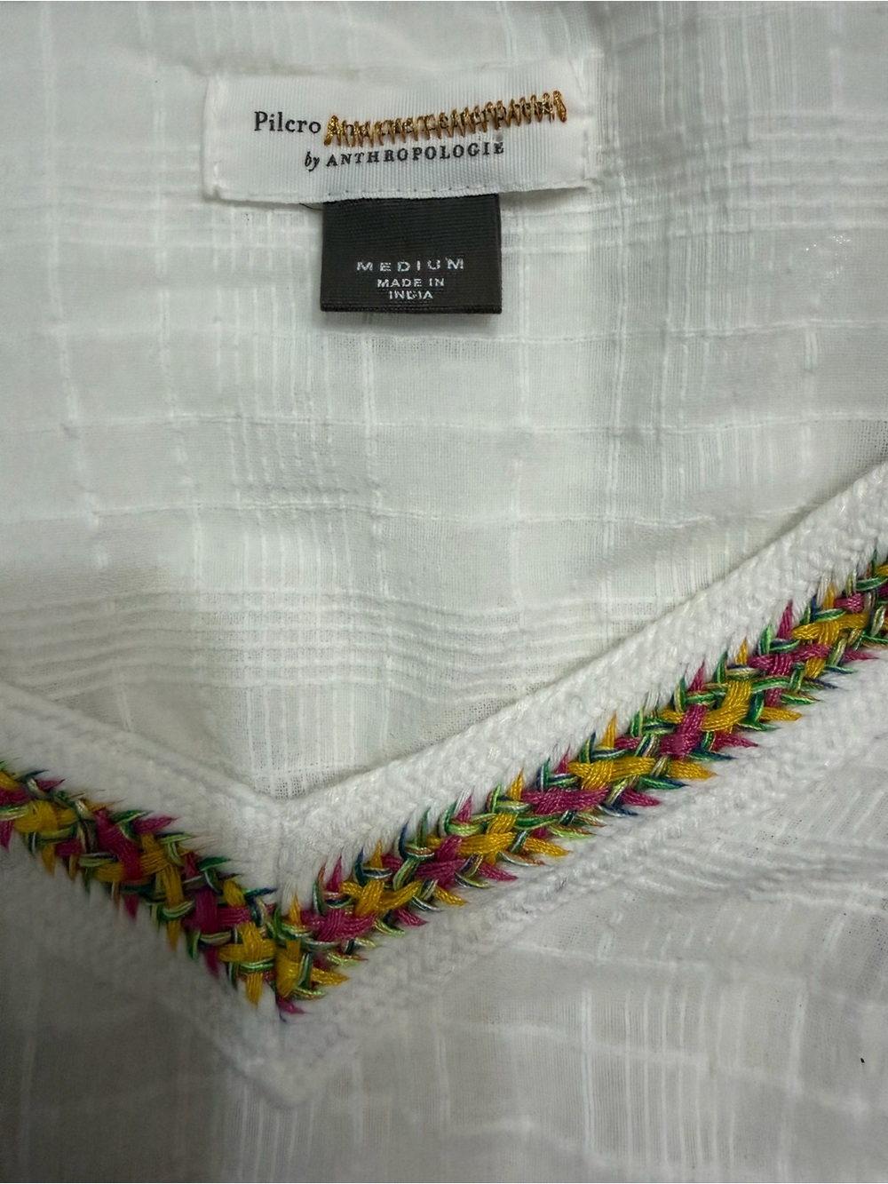 Pilcro Anthropologie Tawny Embroidered Boho Peasant Top Medium Like New - Picture 6 of 9
